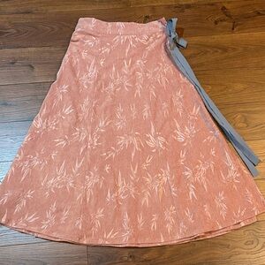 Traditional Japanese Style Floral Pink Wrap Skirt